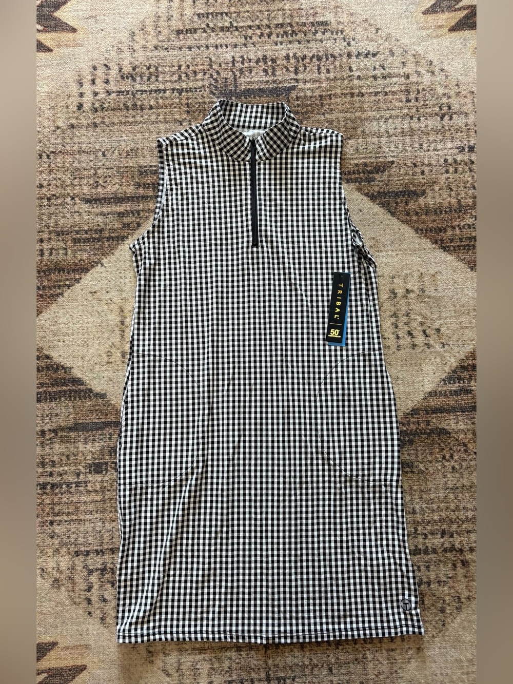 Tribal Sport NWT Women’s Black White Gingham Golf Active Dress Size Medium